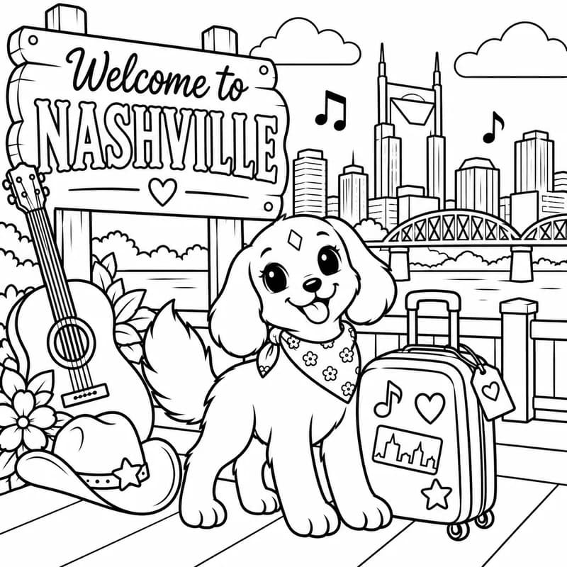 Sample coloring page 1 from Nashville