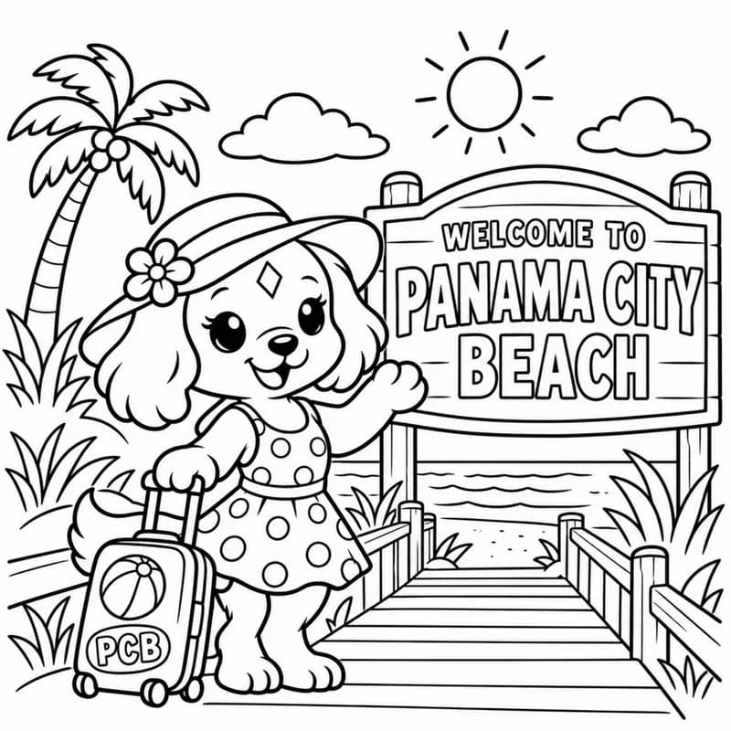 Sample coloring page 1 from Panama City Beach