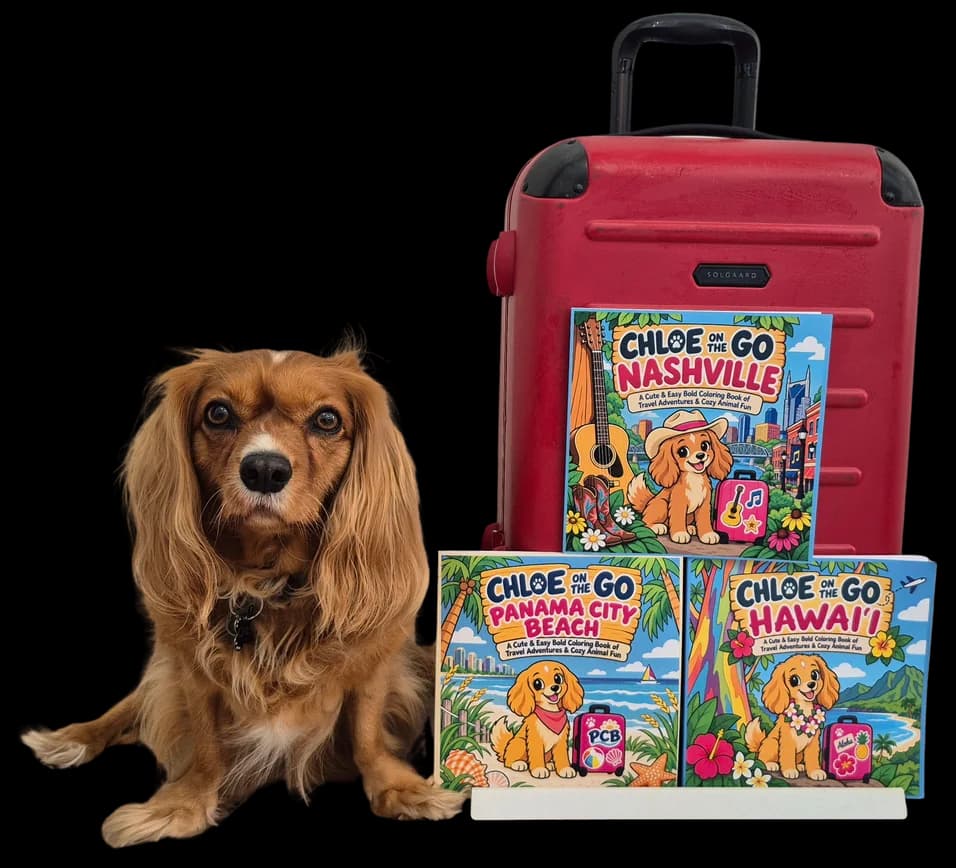 Chloe with her coloring books